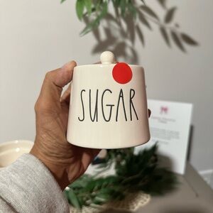 Rae Dunn Cream Sugar Jar with Red Dot